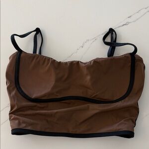 Chic Brown Crop Top with Black Accents